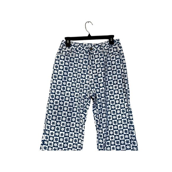 NWT, Unique Vintage Blue & White Checkered Daisy Print Jeans, Size L - Picture 11 of 16